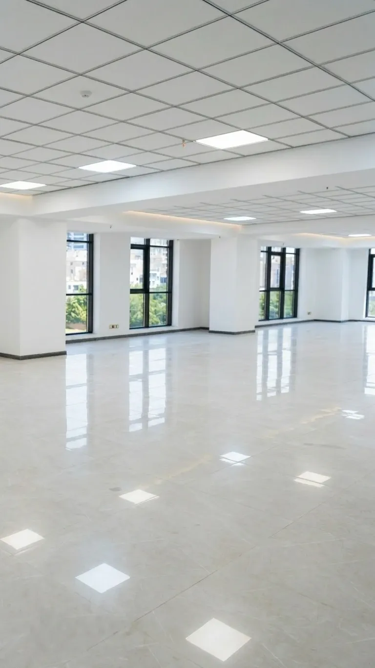 Empty premium office floor of Ronika Palace with full-height windows and natural light